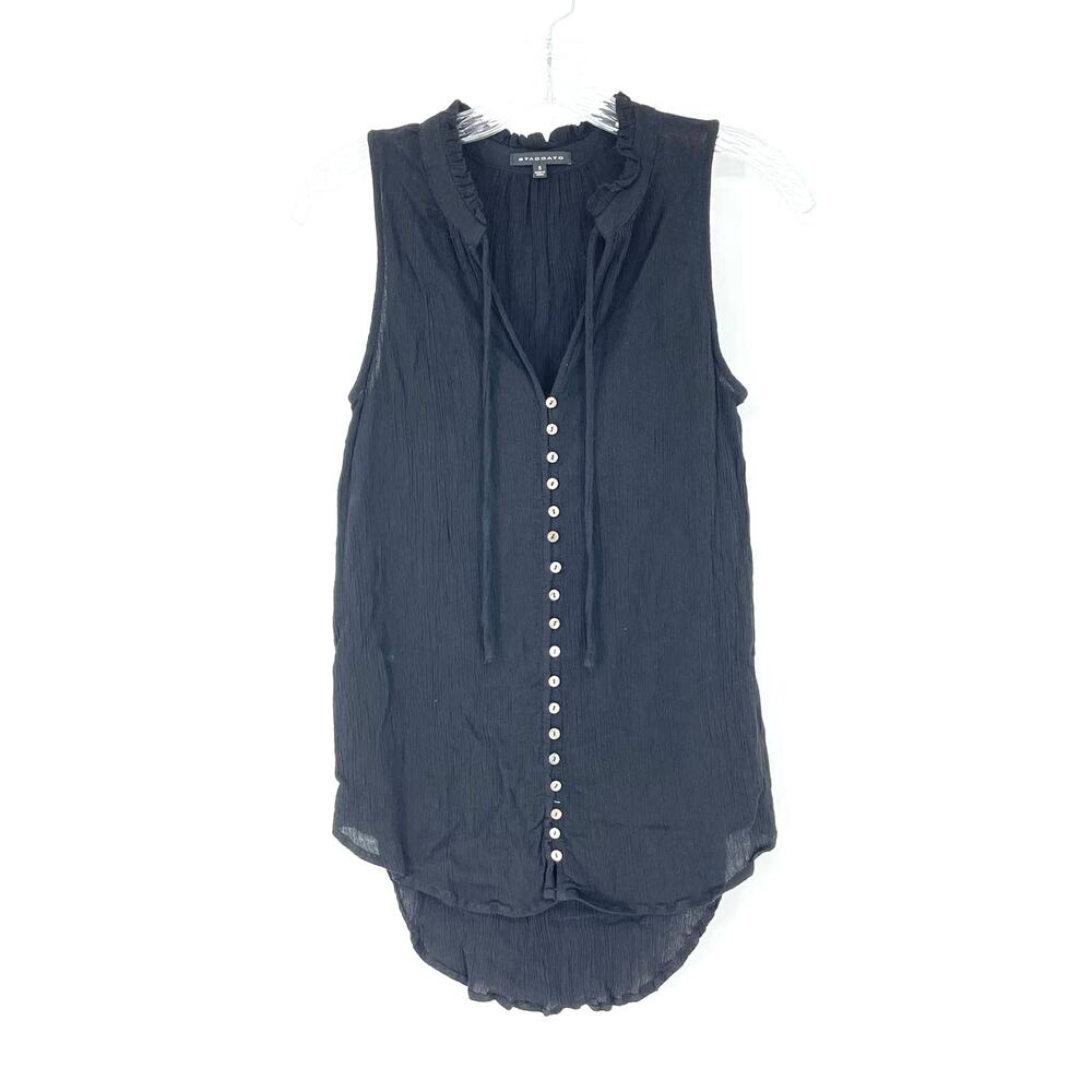 Staccato Sleeveless Button-Front Black Top Size Small